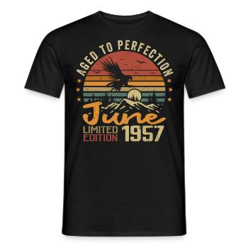 Jahrgang Juni 1957 Juni 1957 Geboren Juni 1957 Retro - Männer T-Shirt - Schwarz - Vorne - AI Model Male 178 light (178cm)