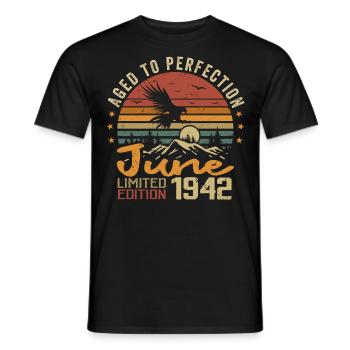 Jahrgang Juni 1942 Juni 1942 Geboren Juni 1942 Retro - Männer T-Shirt - Schwarz - Vorne - AI Model Male 178 light (178cm)