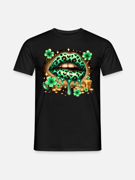 Irish Lips St Patricks Day - Männer T-Shirt - Schwarz