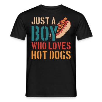 Hot Dog Adult Boy Just A Boy Who - Men's T-Shirt - black - Front - AI Model Male 178 light (178cm)