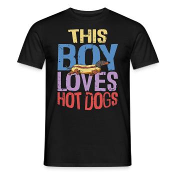 Hot Dog Adult Boy This Boy Loves - Men's T-Shirt - black - Front - AI Model Male 178 light (178cm)