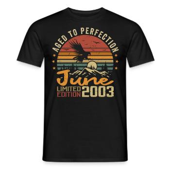 Vintage June 2003 June 2003 Born in June 2003 Retro - Men's T-Shirt - black - Front - AI Model Male 178 light (178cm)