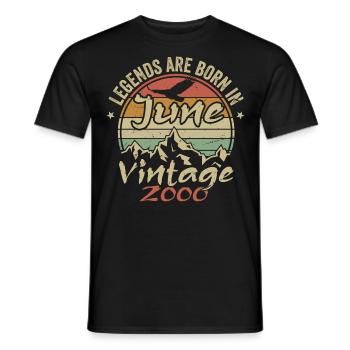 Geburtstag Juni 2000 geboren im Juni 2000 Retro 2000 - Männer T-Shirt - Schwarz - Vorne - AI Model Male 178 light (178cm)