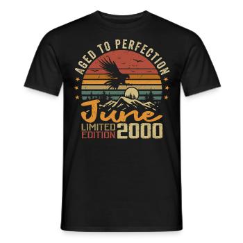 Vintage June 2000 June 2000 Born in June 2000 Retro - Men's T-Shirt - black - Front - AI Model Male 178 light (178cm)