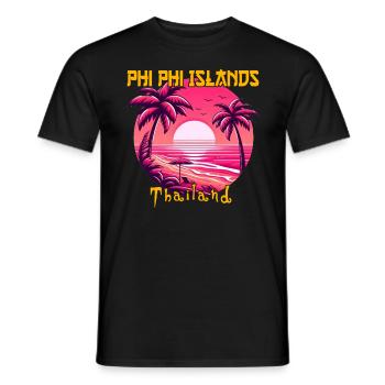 Coucher de soleil sur les îles Phi Phi - T-shirt homme - noir - Devant - AI Model Male 178 light (178cm)