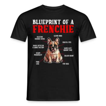 Bouledogue français Plan d’un Frenchie - T-shirt homme - noir - Devant - AI Model Male 178 light (178cm)