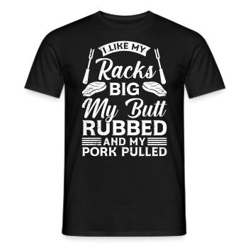 Les amateurs de viande aiment mes carrés gros cul frottés - T-shirt homme - noir - Devant - AI Model Male 178 light (178cm)