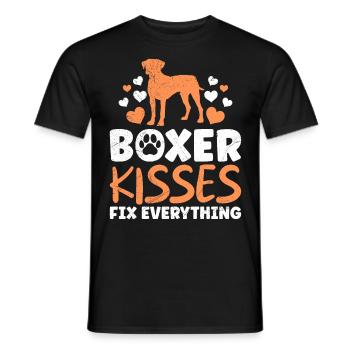 BOXER KISSES FIX EVERYTHING Deutscher Boxer - Männer T-Shirt - Schwarz - Vorne - AI Model Male 178 light (178cm)