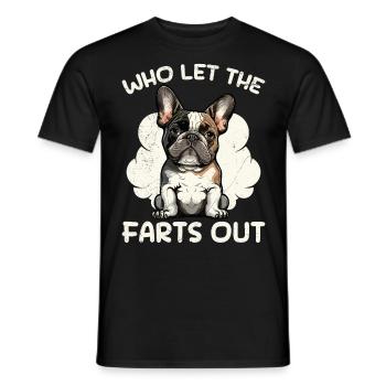 Funny French Bulldog Who in the Farts - Men's T-Shirt - black - Front - AI Model Male 178 light (178cm)
