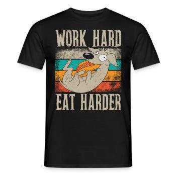 Hot Dog Adulte Rétro Travailler dur Manger - T-shirt homme - noir - Devant - AI Model Male 178 light (178cm)