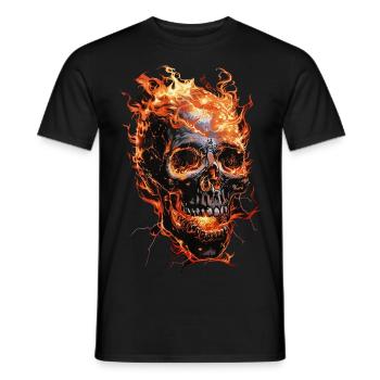 Skull Flames Skull Fire Skeleton Biker - Men's T-Shirt - black - Front - AI Model Male 178 light (178cm)