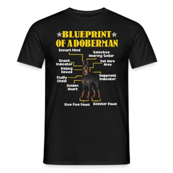 Doberman Dogs BLUEPRINT OF A DOBERMAN Funny - Men's T-Shirt - black - Front - AI Model Male 178 light (178cm)