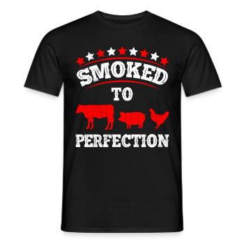 Meat Fan SMOKED TO PERFECTION BBQ Grillfest - Men's T-Shirt - black - Front - AI Model Male 178 light (178cm)