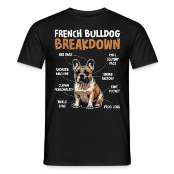 French Bulldog BREAKDOWN Frenchie - Men's T-Shirt - black - Front - AI Model Male 178 light (178cm)