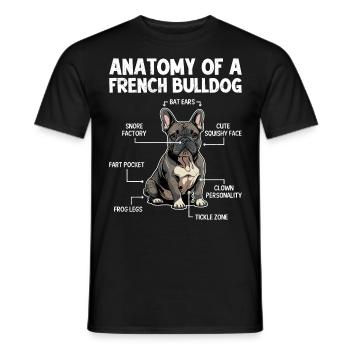 Anatomy of a French Bulldog - Men's T-Shirt - black - Front - AI Model Male 178 light (178cm)