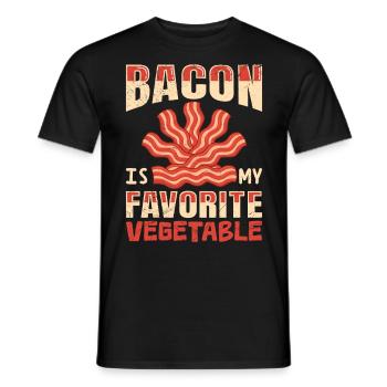 Anti Vegan Bacon is my Favorite Vegetable Funny - Men's T-Shirt - black - Front - AI Model Male 178 light (178cm)