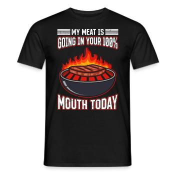 Barbecue Meat Lands in Your Mouth Today - Men's T-Shirt - black - Front - AI Model Male 178 light (178cm)