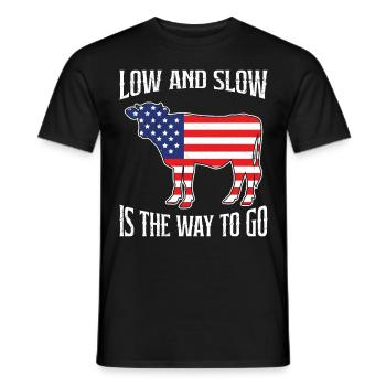 BBQ amusant BAS ET RALENTI LA MANIÈRE D'ALLER soirée barbecue - T-shirt homme - noir - Devant - AI Model Male 178 light (178cm)