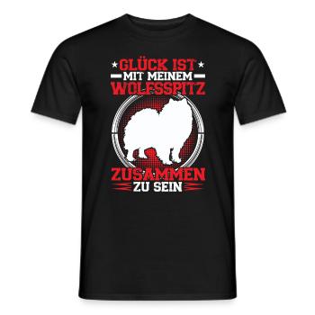 Bei meinem Wolfsspitz sein Keeshond - Männer T-Shirt - Schwarz - Vorne - AI Model Male 178 light (178cm)