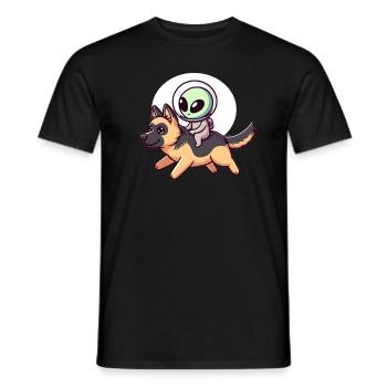 Alien auf Schäferhund - Männer T-Shirt - Schwarz - Vorne - AI Model Male 178 light (178cm)