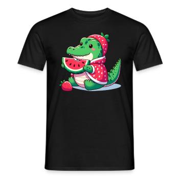 Crocodile en costume de pastèque - T-shirt homme - noir - Devant - AI Model Male 178 light (178cm)