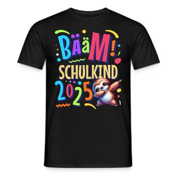 Bääm Schulkind 2025 Dabbing Faultier - Männer T-Shirt - Schwarz - Vorne - AI Model Male 178 light (178cm)