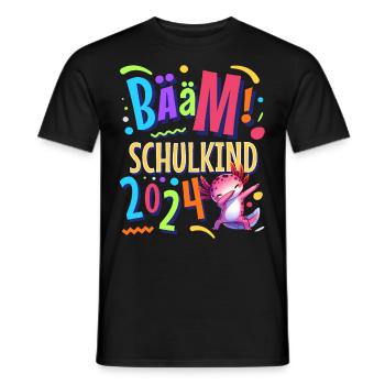Bääm Schulkind 2024 Axolotl - Männer T-Shirt - Schwarz - Vorne - AI Model Male 178 light (178cm)