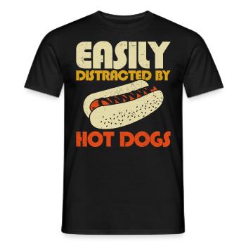 hot-dog adulte facilement distrait par - T-shirt homme - noir - Devant - AI Model Male 178 light (178cm)