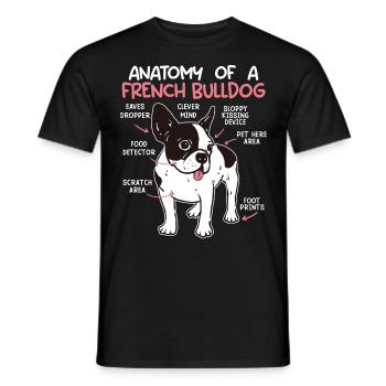 Frenchie Beisitzer Anatomy of a French Bulldogg - Männer T-Shirt - Schwarz - Vorne - AI Model Male 178 light (178cm)