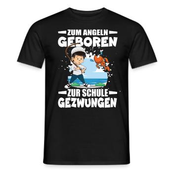 Born to fish, forced to go to school - Men's T-Shirt - black - Front - AI Model Male 178 light (178cm)