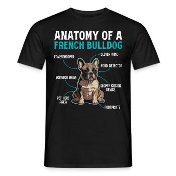 Anatomy of a French Bulldog - Men's T-Shirt - black - Front - AI Model Male 178 light (178cm)