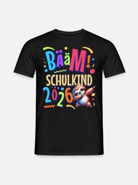Bääm Schulkind 2026 Dabbing Faultier - Männer T-Shirt - Schwarz