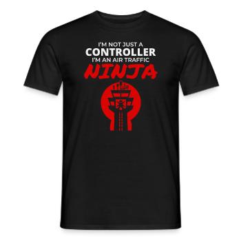 Air Traffic Controller Ninja ATC Aviation Humor - Men's T-Shirt - black - Front - AI Model Male 178 light (178cm)