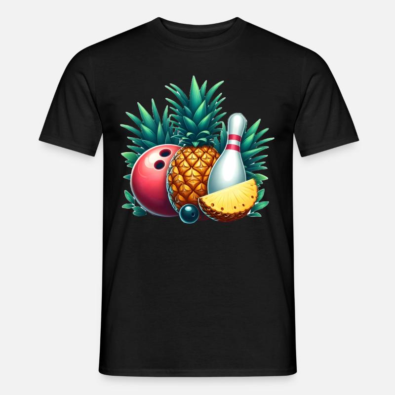 Bowlingkugel und Ananas - Männer T-Shirt - Schwarz