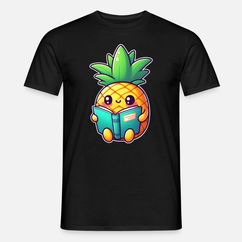 Lesende Ananas - Männer T-Shirt - Schwarz