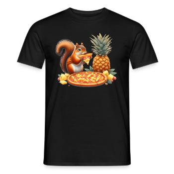 Squirrel enjoying pizza - Men's T-Shirt - black - Front - AI Model Male 178 light (178cm)