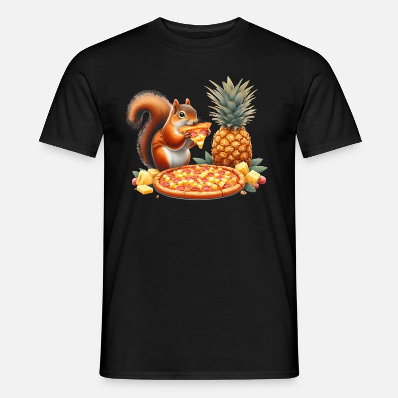 Eichhörnchen genießt Pizza - Männer T-Shirt - Schwarz