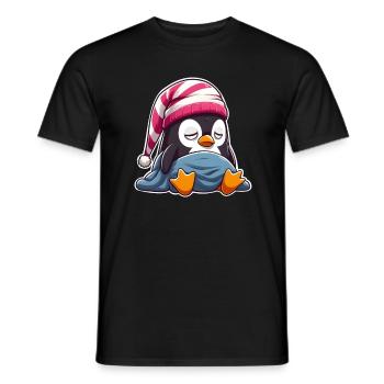 Schläfriger Pinguin im Schlafanzug - Männer T-Shirt - Schwarz - Vorne - AI Model Male 178 light (178cm)