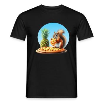 Squirrel enjoying pizza - Men's T-Shirt - black - Front - AI Model Male 178 light (178cm)