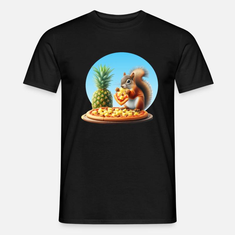 Eichhörnchen genießt Pizza - Männer T-Shirt - Schwarz