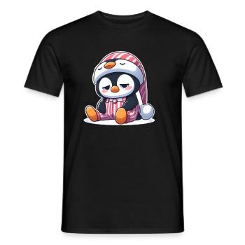 Schläfriger Pinguin im Schlafanzug - Männer T-Shirt - Schwarz - Vorne - AI Model Male 178 light (178cm)