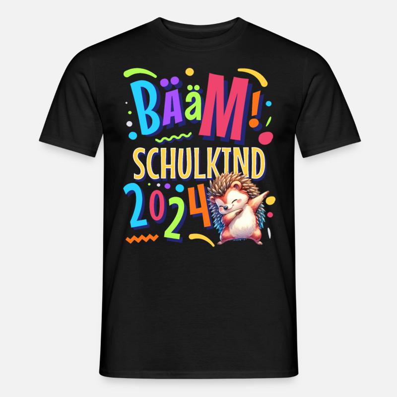 Bääm Schulkind 2024 Igel - Männer T-Shirt - Schwarz