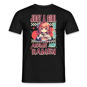 Just A Girl Who Loves Anime And Ramen - Men's T-Shirt - black - Front - AI Model Male 178 light (178cm)