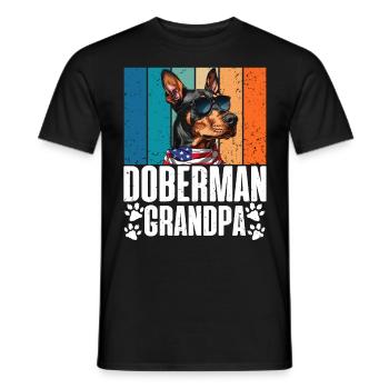 DOBERMAN GRANDPA Propriétaire de chien Vintage Vieux - T-shirt homme - noir - Devant - AI Model Male 178 light (178cm)