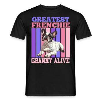 Bouledogue français Plus grande grand-mère Frenchie - T-shirt homme - noir - Devant - AI Model Male 178 light (178cm)