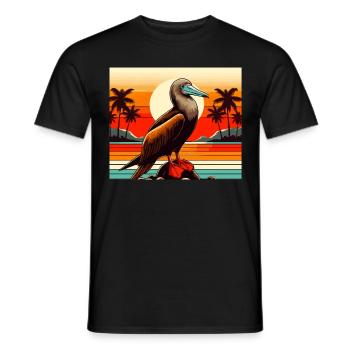 Retro Redfoot Booby - Men's T-Shirt - black - Front - AI Model Male 178 light (178cm)