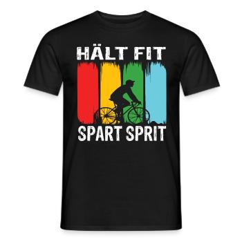 Hält Fit Spart Spirt Fahrrad Rennrad Radfahrer - Männer T-Shirt - Schwarz - Vorne - AI Model Male 178 light (178cm)