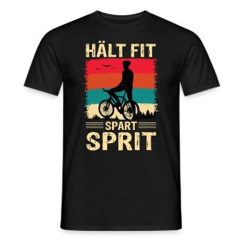 Hält Fit Spart Spirt Fahrrad Rennrad Radfahrer - Männer T-Shirt - Schwarz - Vorne - AI Model Male 178 light (178cm)