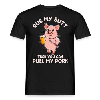 Mangeur de viande FROTTEZ-MOI LES FESSES Puis TIREZ MON PORC - T-shirt homme - noir - Devant - AI Model Male 178 light (178cm)
