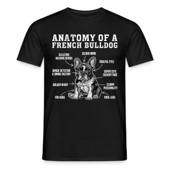 Anatomy of a French Bulldog - Men's T-Shirt - black - Front - AI Model Male 178 light (178cm)